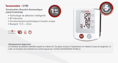 Rossmax Tensiomètre Poignet S150